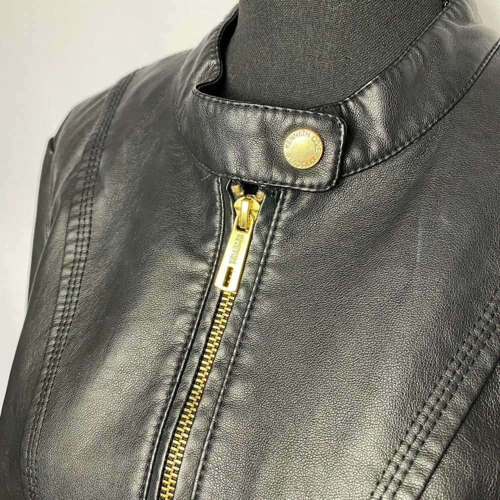 Kenneth Cole Reaction Black Faux Leather Jacket Size L - Picture 2 of 8